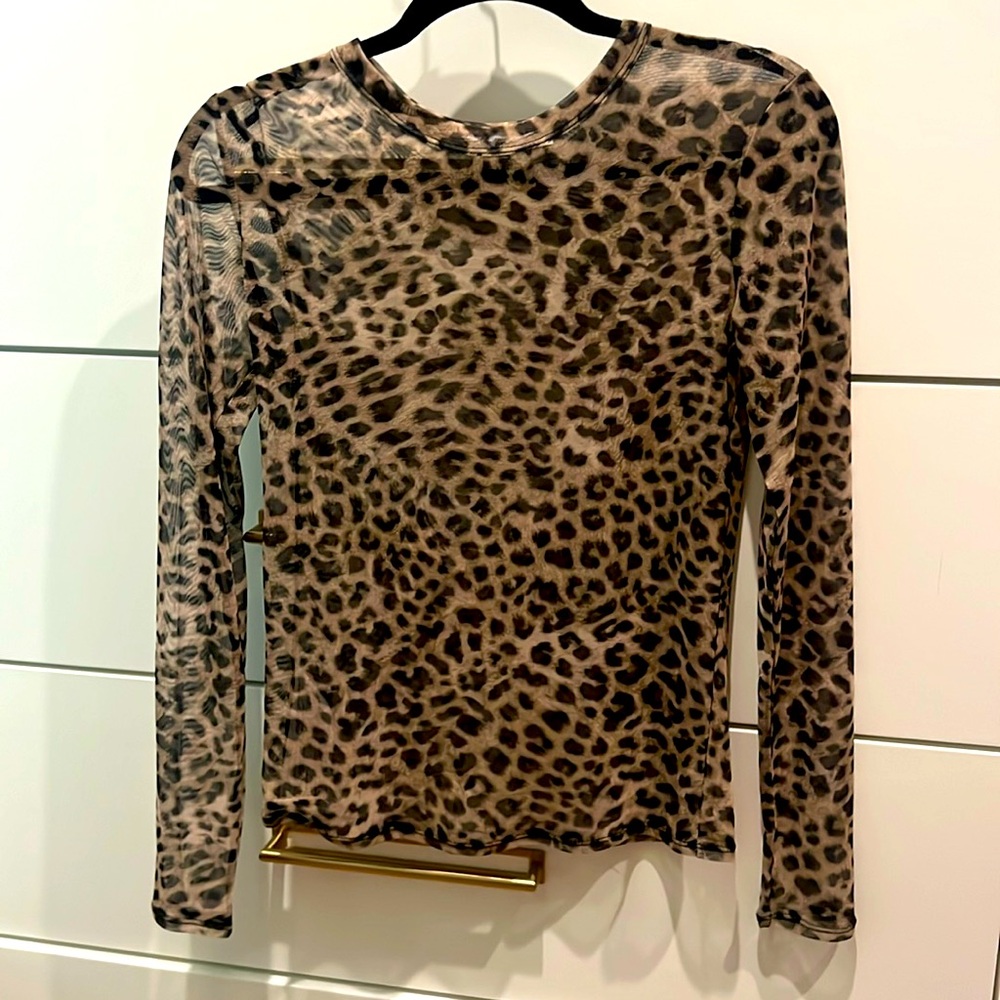 Mango sheer leopard shirt